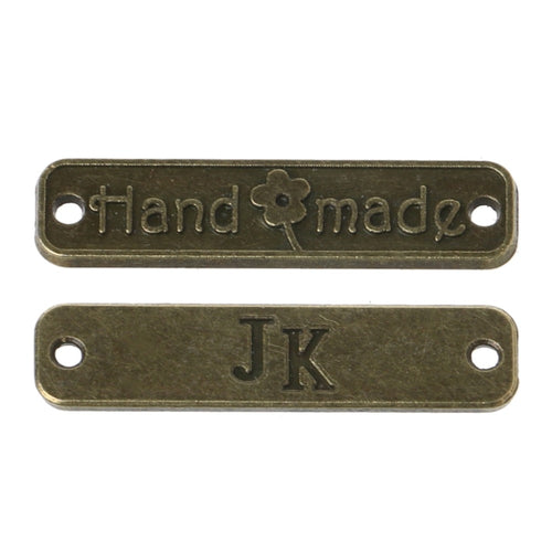 JAVRICK 100PCS Handmade Tag Signs DIY Jewelry HAND MADE Ancient Bronze Plate Connectors